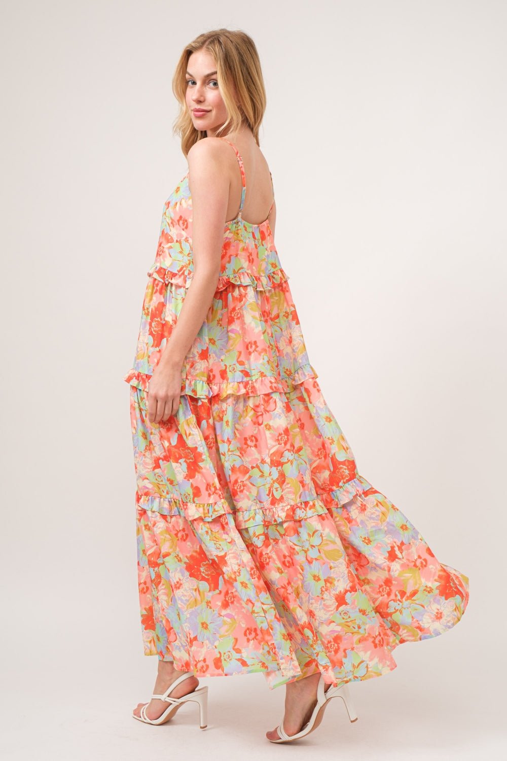 And The Why Floral Ruffled Tiered Maxi Cami Dress - Loulou Boutique