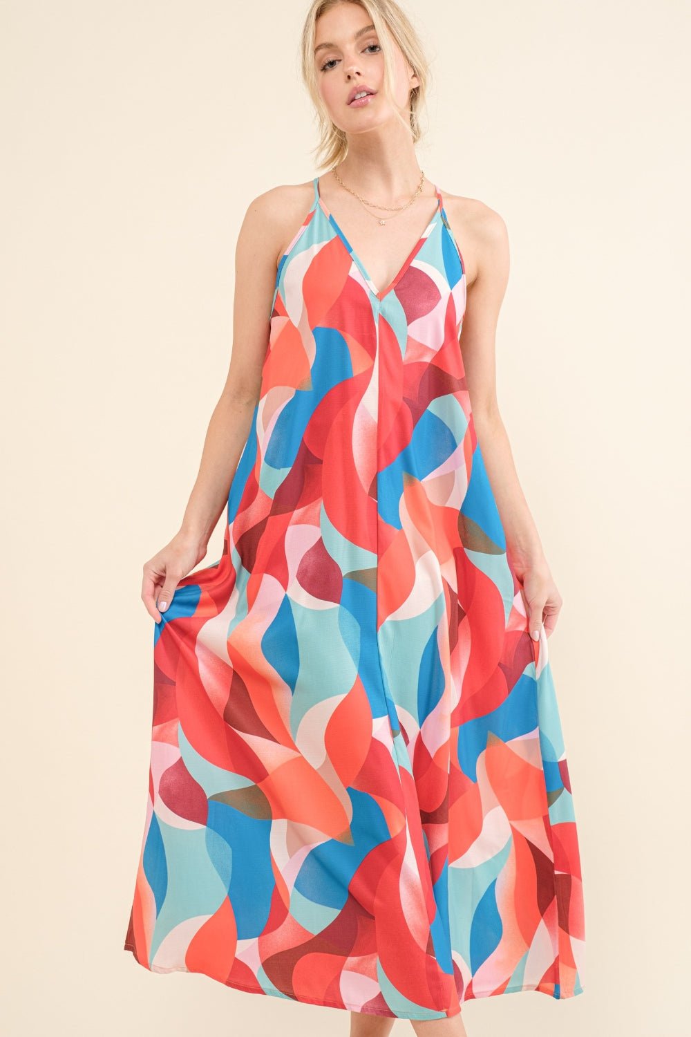 And the Why Printed Crisscross Back Cami Dress - Loulou Boutique
