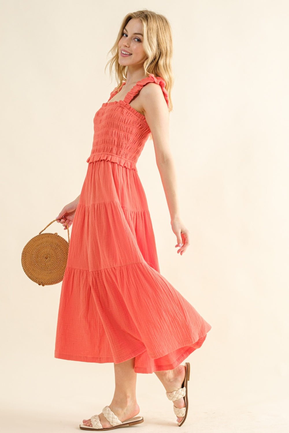 And The Why Smocked Ruffled Tiered Dress - Loulou Boutique