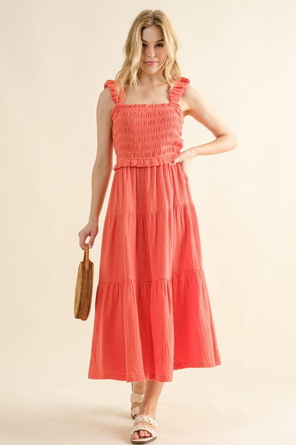 And The Why Smocked Ruffled Tiered Dress - Loulou Boutique