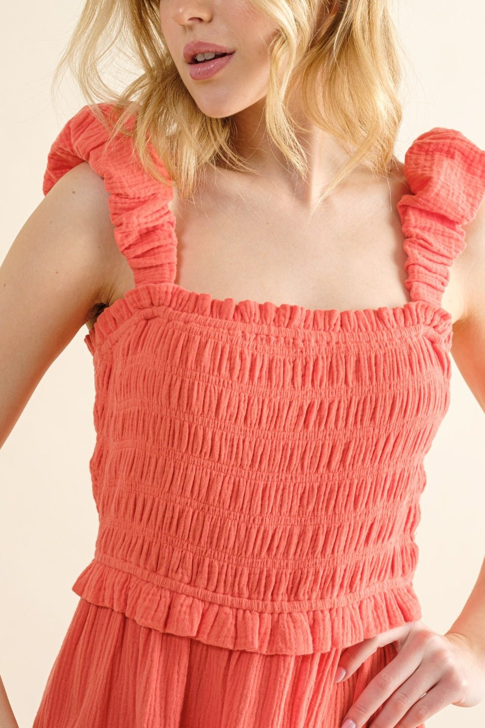And The Why Smocked Ruffled Tiered Dress - Loulou Boutique