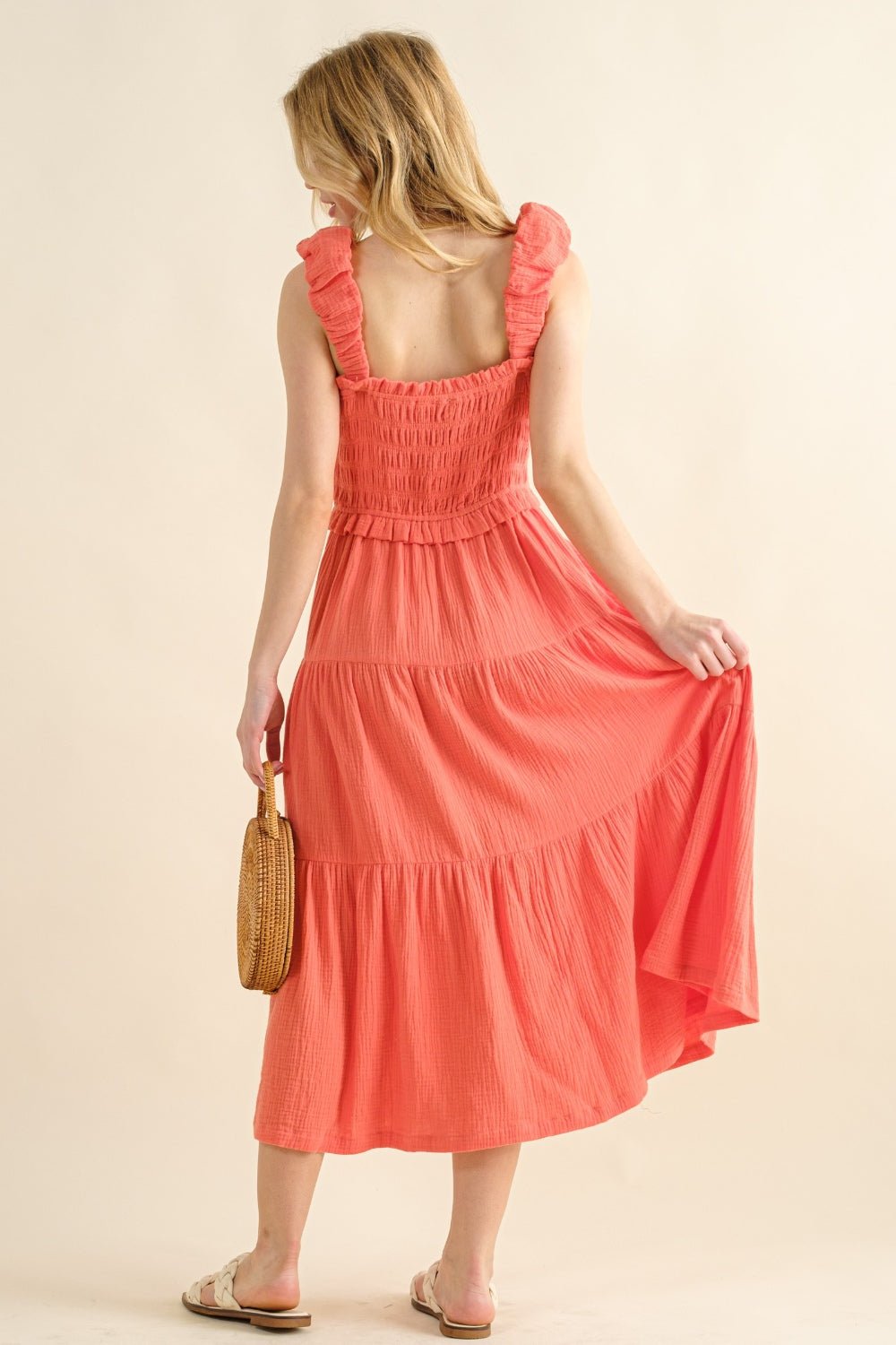 And The Why Smocked Ruffled Tiered Dress - Loulou Boutique