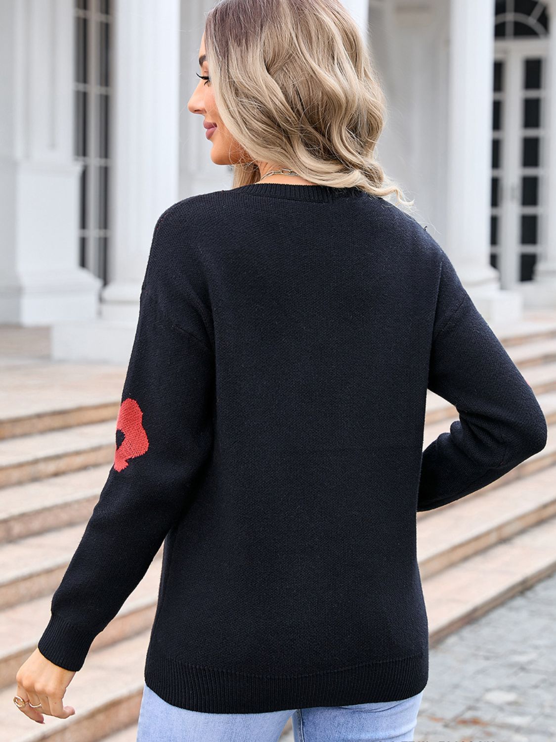 Angel Wings Flower V - Neck Long Sleeve Sweater - Loulou Boutique