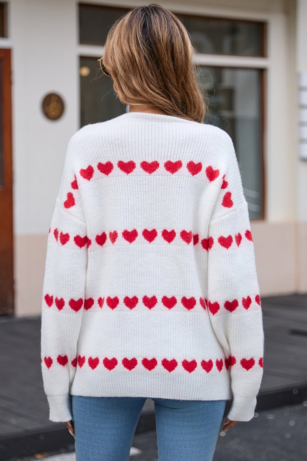 Angel Wings Heart Round Neck Long Sleeve Sweater - Loulou Boutique