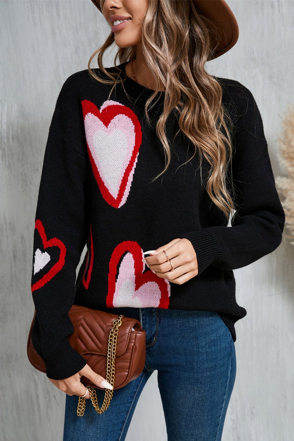 Angel Wings Heart Round Neck Long Sleeve Sweater - Loulou Boutique