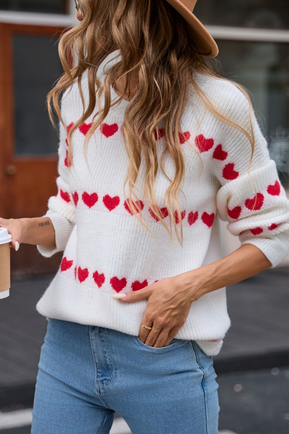 Angel Wings Heart Round Neck Long Sleeve Sweater - Loulou Boutique