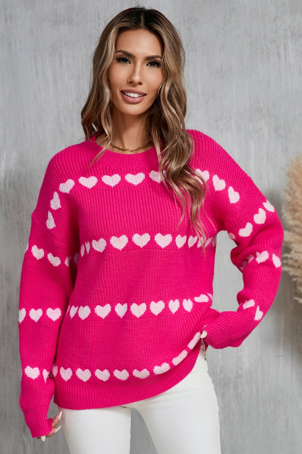Angel Wings Heart Round Neck Long Sleeve Sweater - Loulou Boutique
