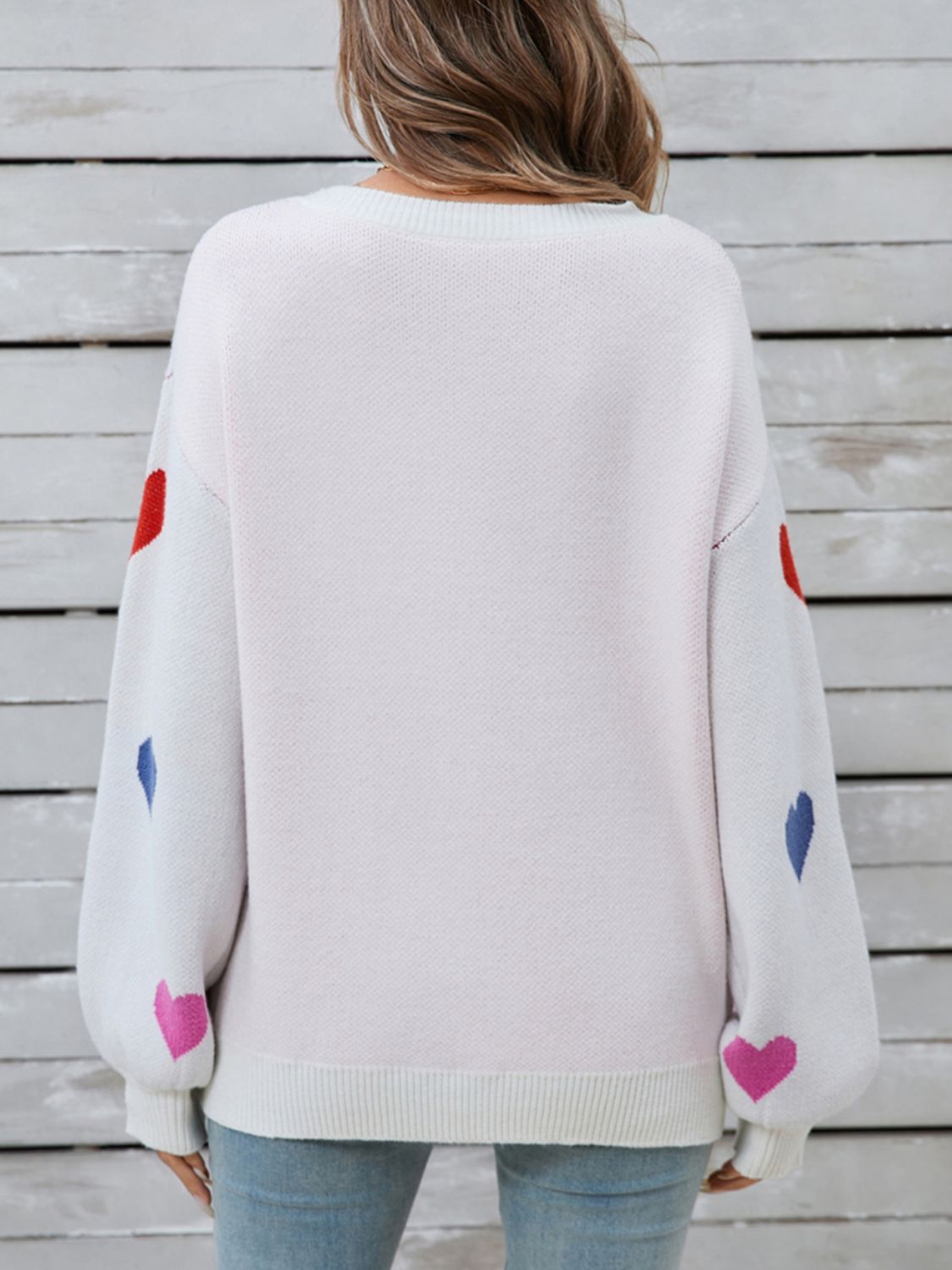 Angel Wings Heart Round Neck Long Sleeve Sweater - Loulou Boutique