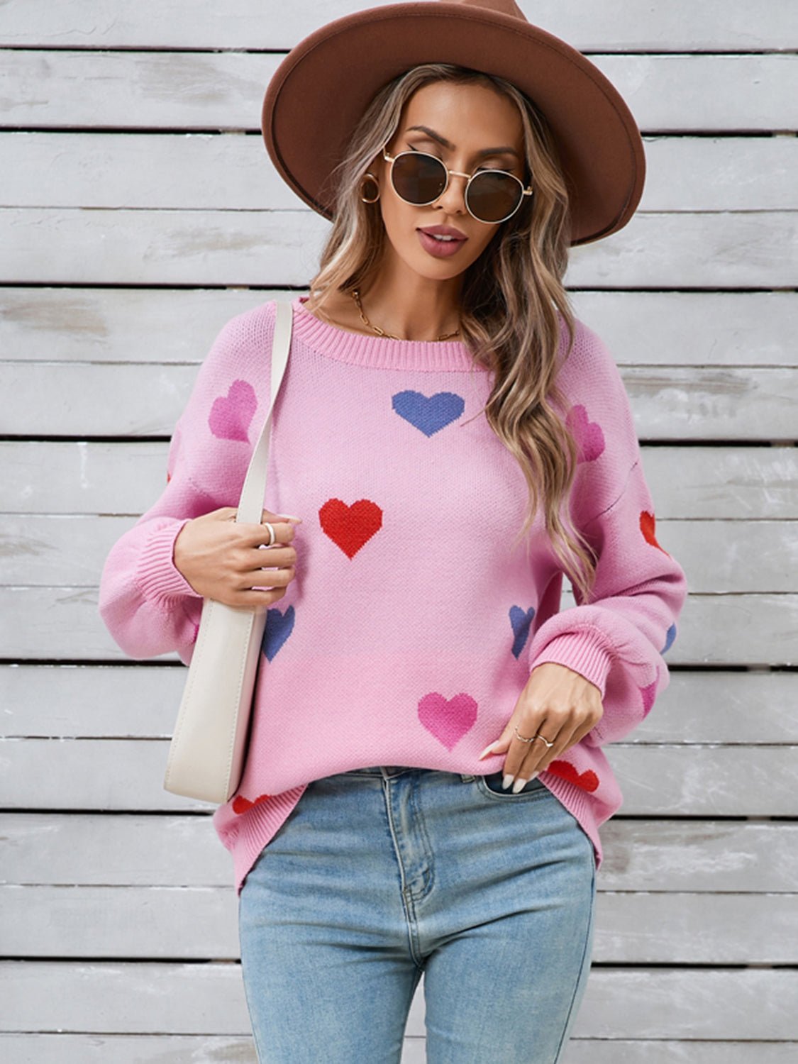 Angel Wings Heart Round Neck Long Sleeve Sweater - Loulou Boutique