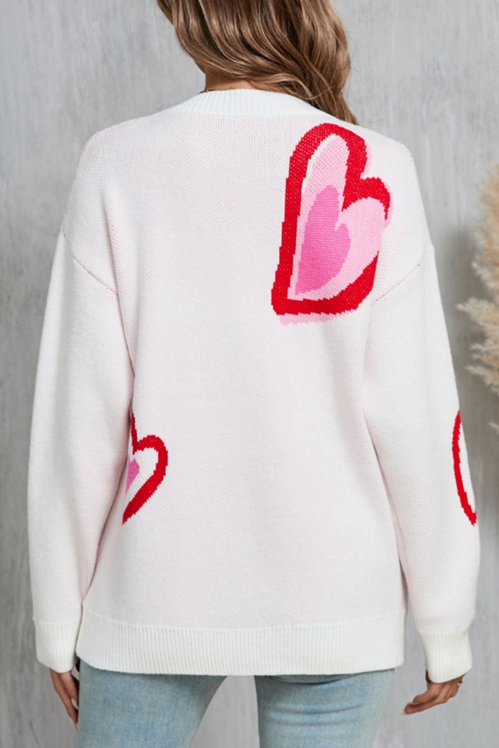 Angel Wings Heart Round Neck Long Sleeve Sweater - Loulou Boutique