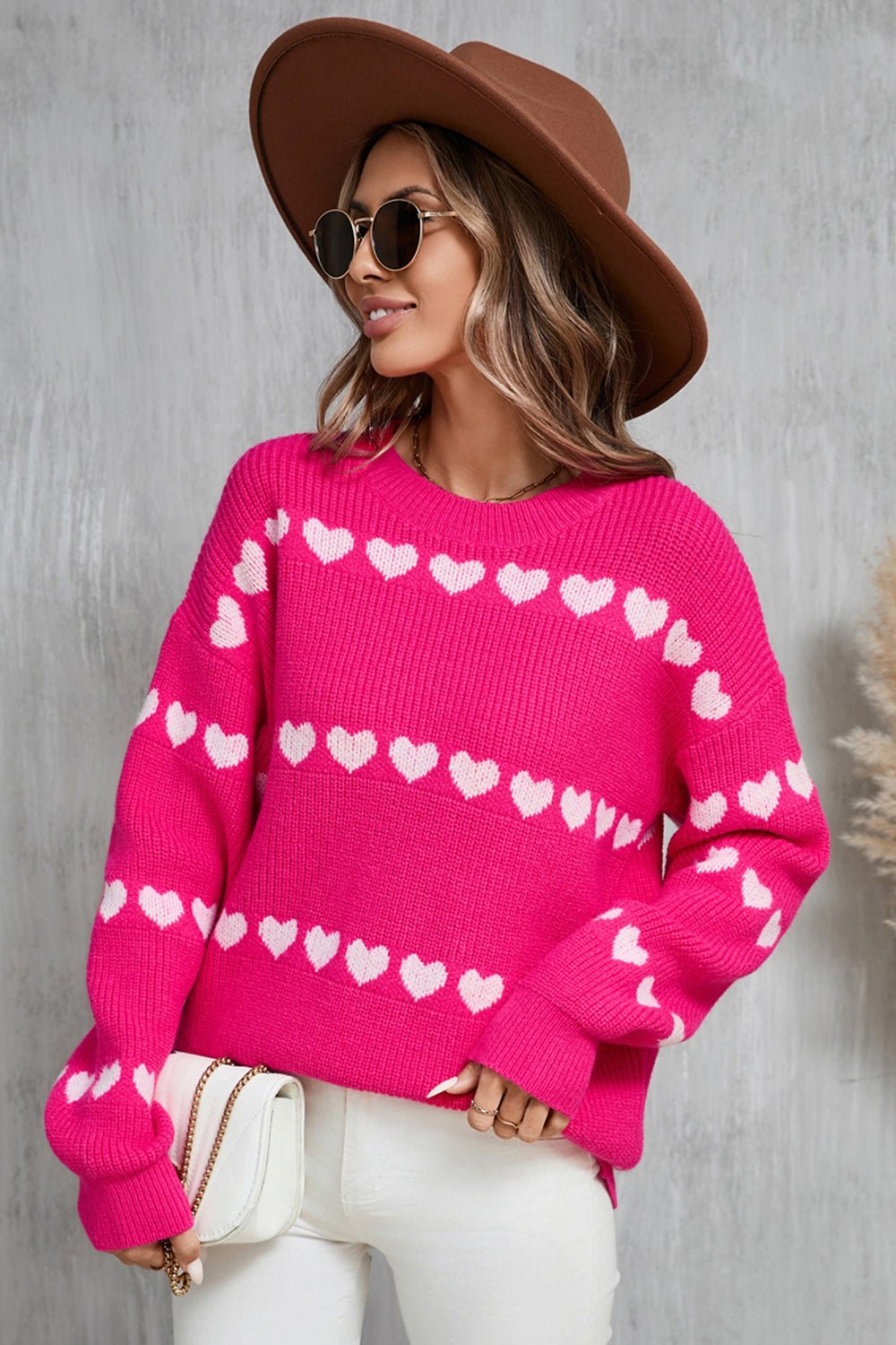 Angel Wings Heart Round Neck Long Sleeve Sweater - Loulou Boutique