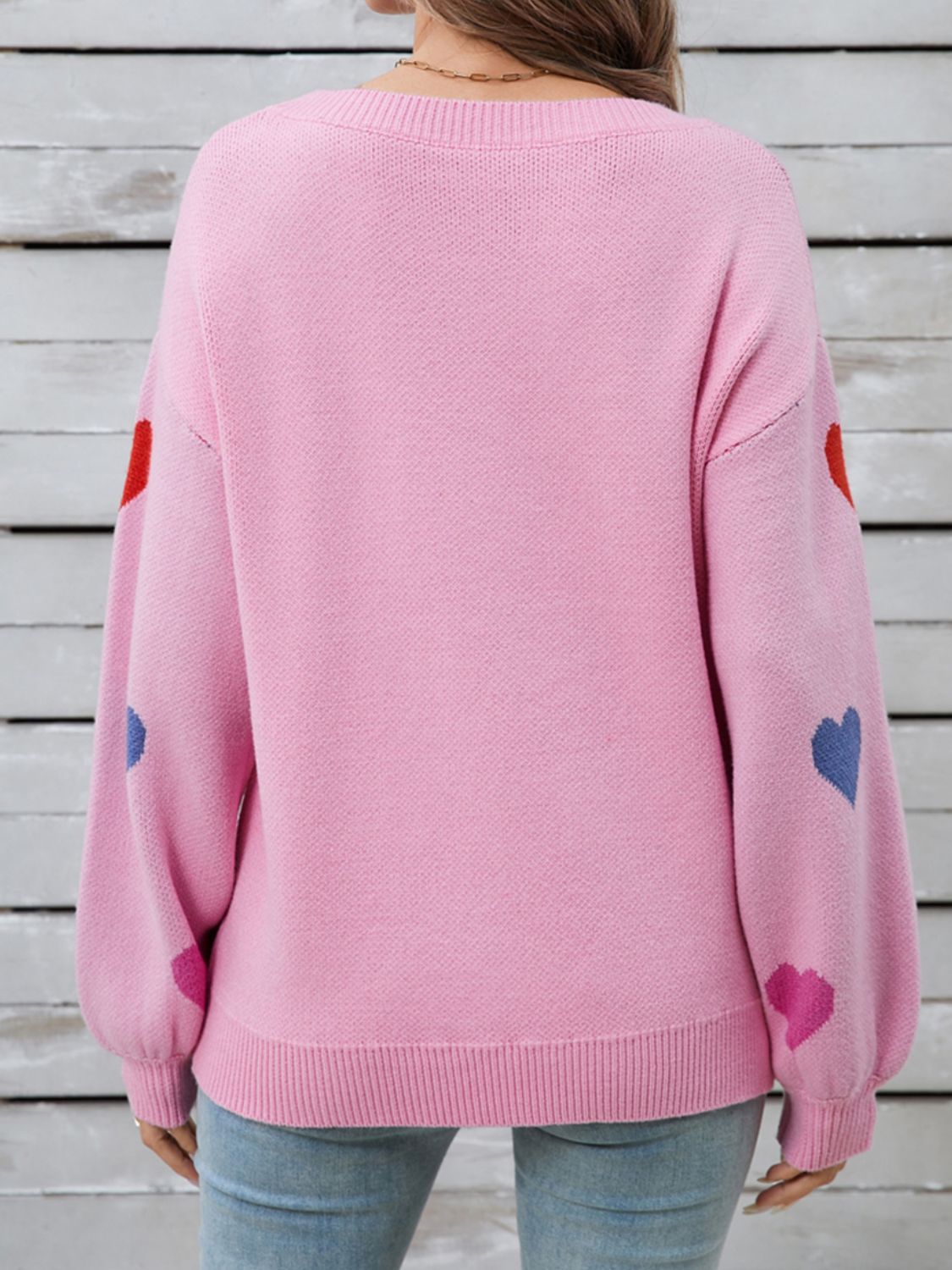 Angel Wings Heart Round Neck Long Sleeve Sweater - Loulou Boutique