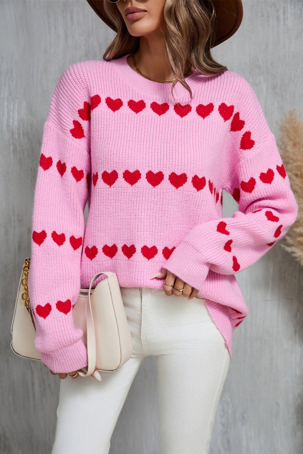 Angel Wings Heart Round Neck Long Sleeve Sweater - Loulou Boutique
