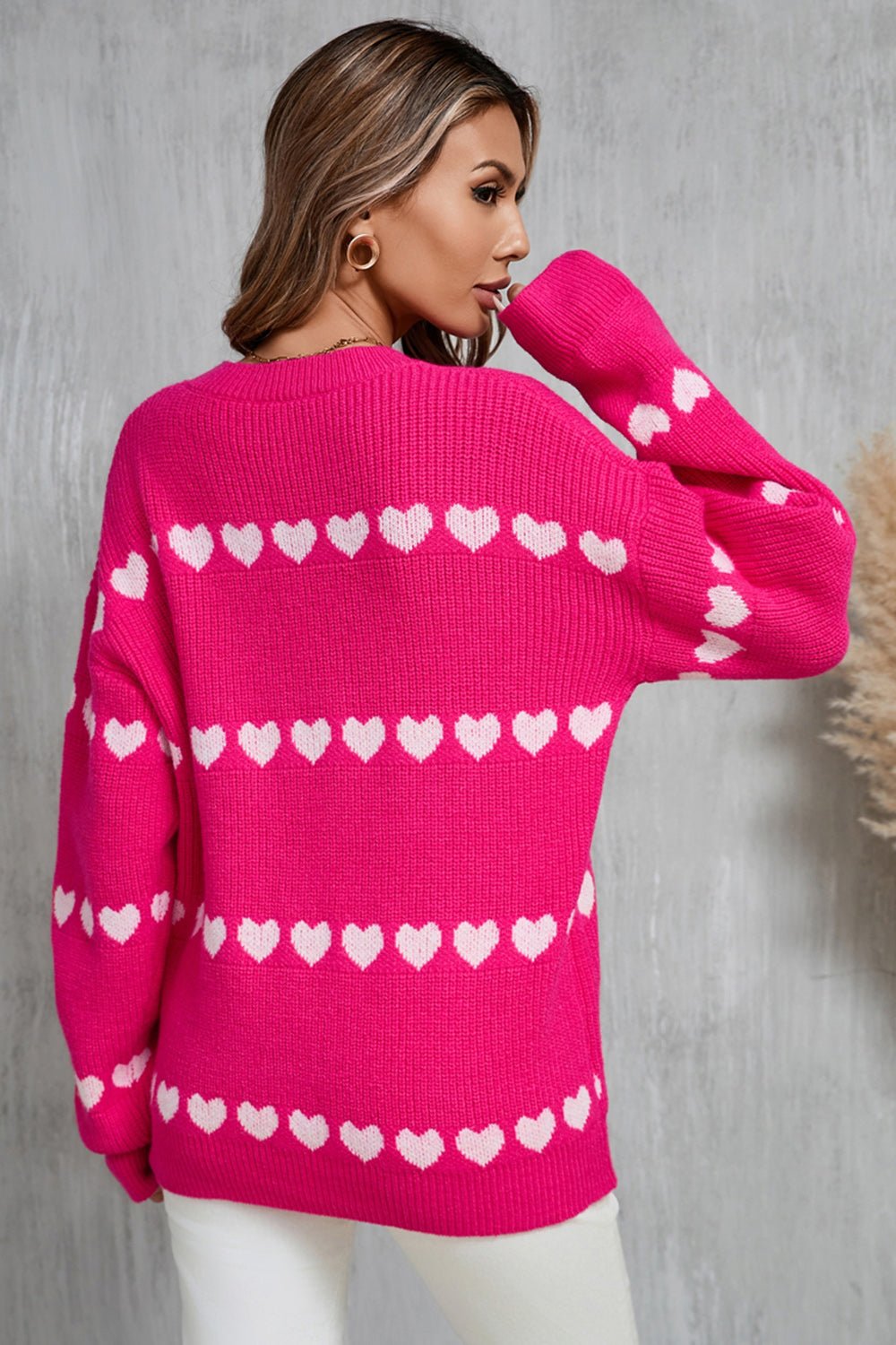 Angel Wings Heart Round Neck Long Sleeve Sweater - Loulou Boutique