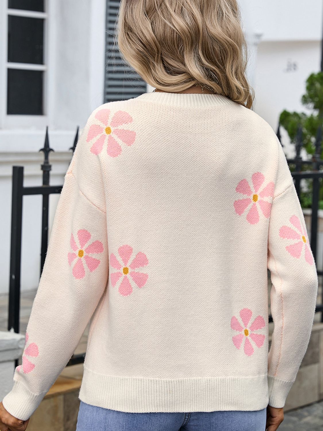 Angel Wings Round Neck Long Sleeve Sweater - Loulou Boutique
