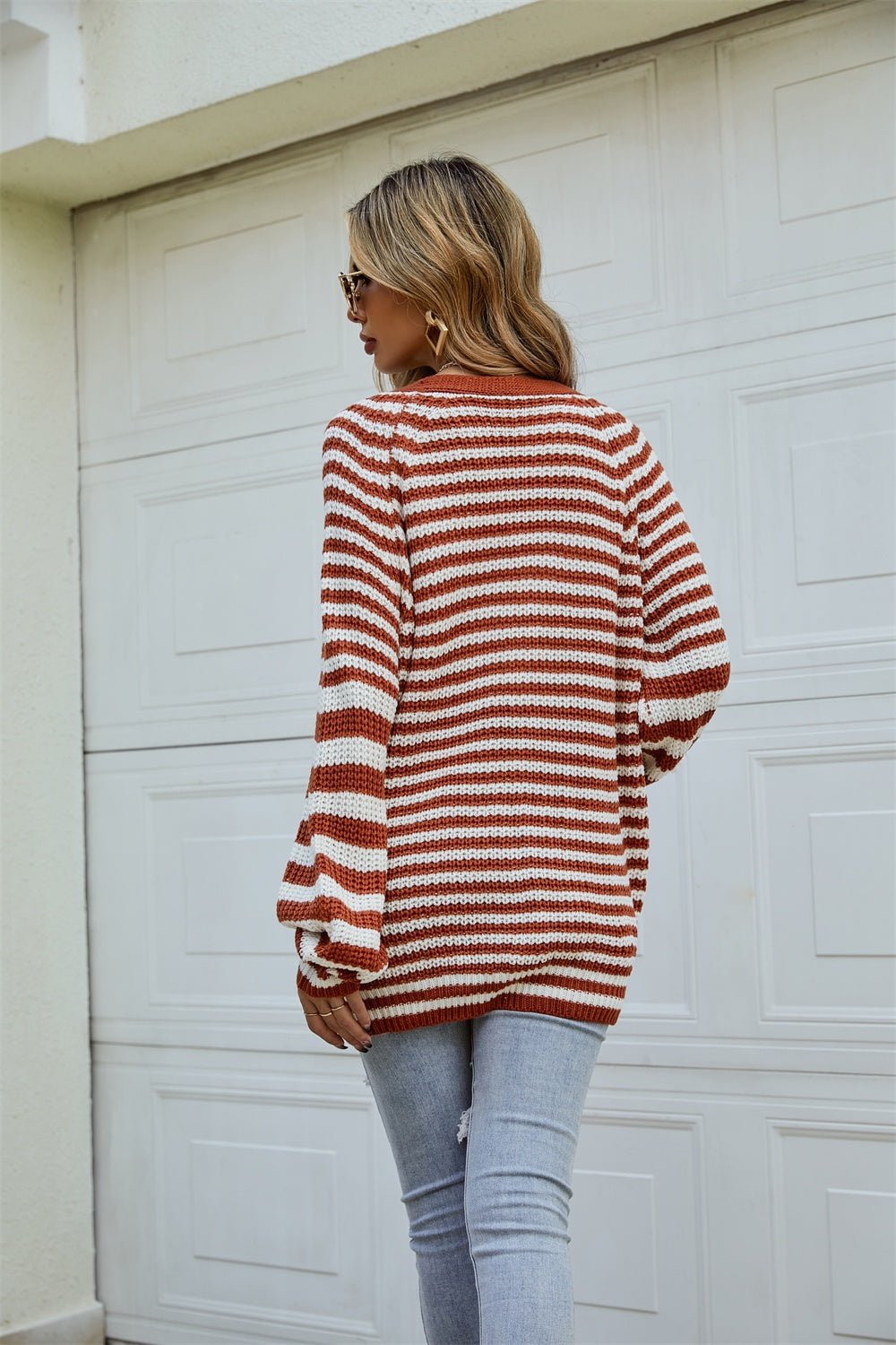 Angel Wings Striped Button Up Long Sleeve Cardigan - Loulou Boutique