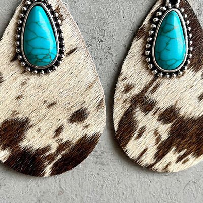 Artificial Turquoise Teardrop Earrings - Loulou Boutique