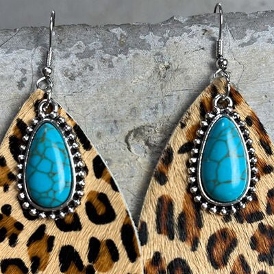 Artificial Turquoise Teardrop Earrings - Loulou Boutique