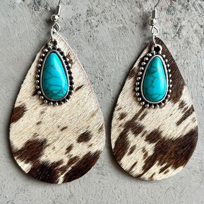 Artificial Turquoise Teardrop Earrings - Loulou Boutique