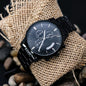 Personalized Elegance: Customized Black Chronograph Watch