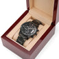 Personalized Elegance: Customized Black Chronograph Watch