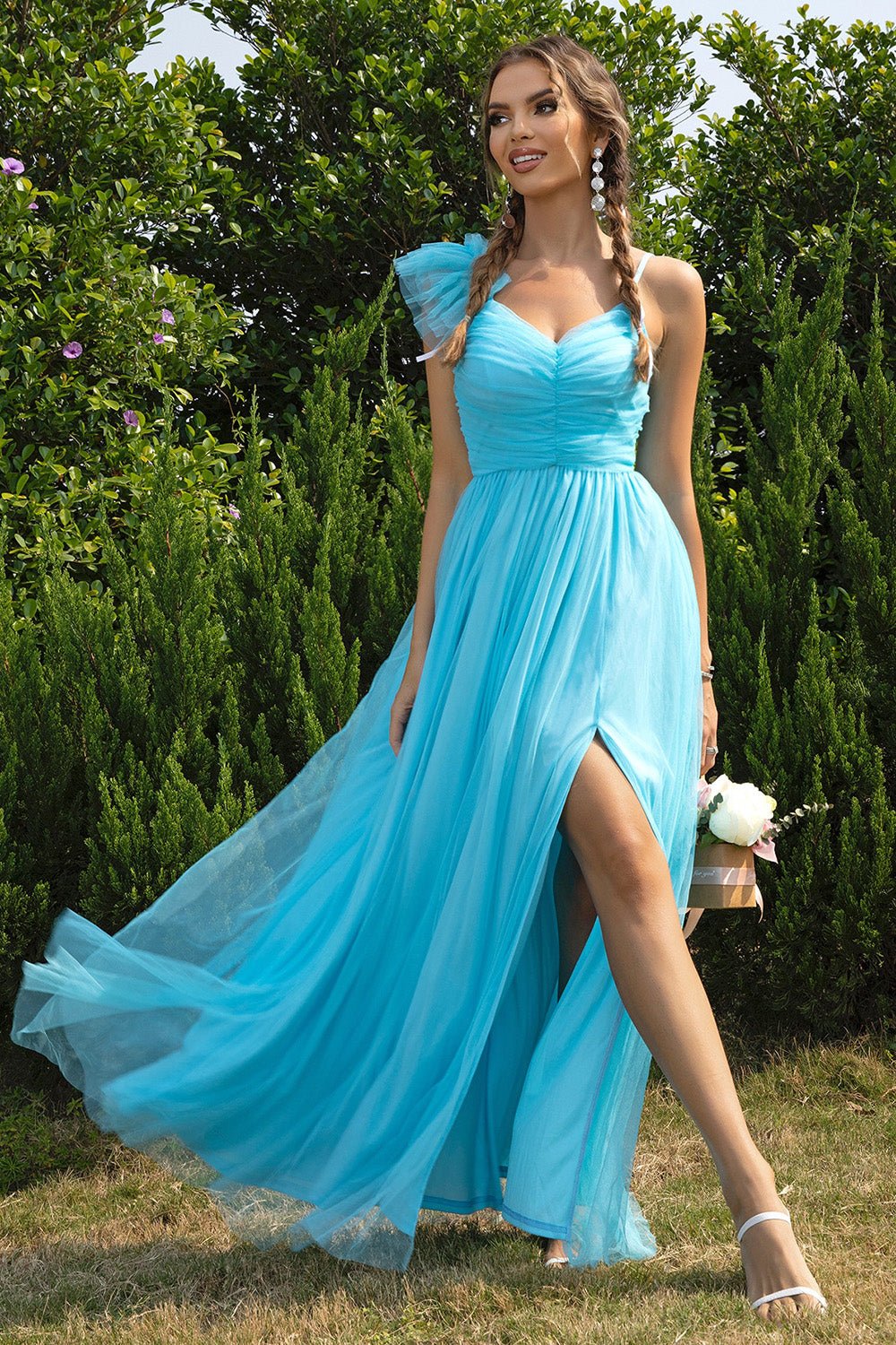 Asymmetrical Ruched Slit Dress - Loulou Boutique