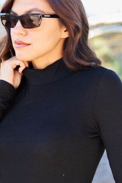 Basic Bae Full Size Mock Neck Long Sleeve Bodysuit - Loulou Boutique