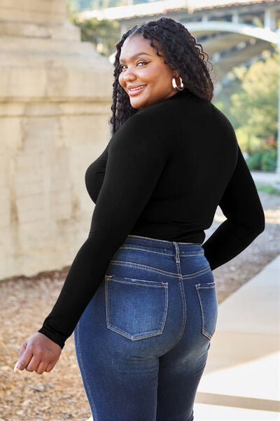 Basic Bae Full Size Mock Neck Long Sleeve Bodysuit - Loulou Boutique