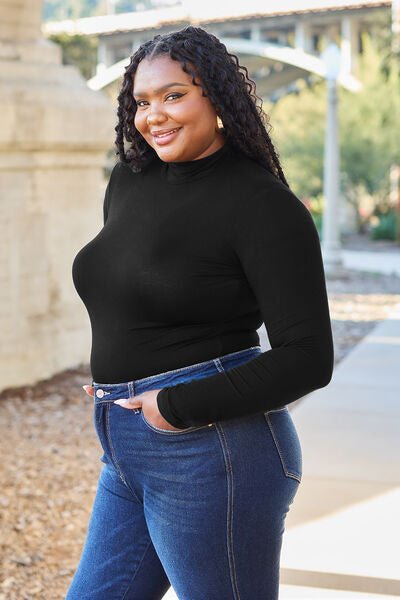 Basic Bae Full Size Mock Neck Long Sleeve Bodysuit - Loulou Boutique