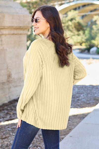 Basic Bae Full Size Ribbed Round Neck Long Sleeve Knit Top - Loulou Boutique