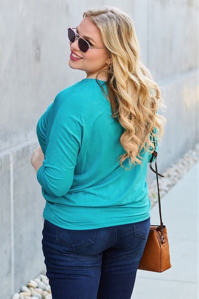 Basic Bae Full Size Round Neck Batwing Sleeve Blouse - Loulou Boutique