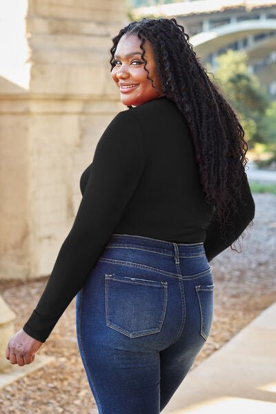 Basic Bae Full Size Round Neck Long Sleeve Bodysuit - Loulou Boutique