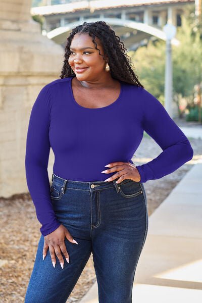 Basic Bae Full Size Round Neck Long Sleeve Bodysuit - Loulou Boutique