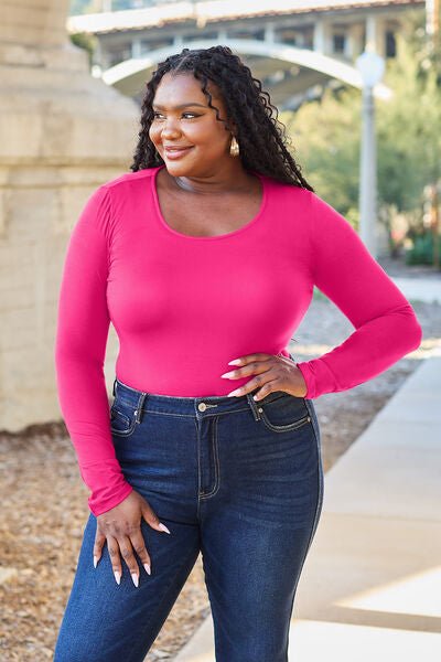 Basic Bae Full Size Round Neck Long Sleeve Bodysuit - Loulou Boutique