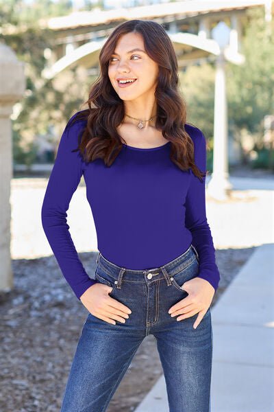 Basic Bae Full Size Round Neck Long Sleeve Bodysuit - Loulou Boutique