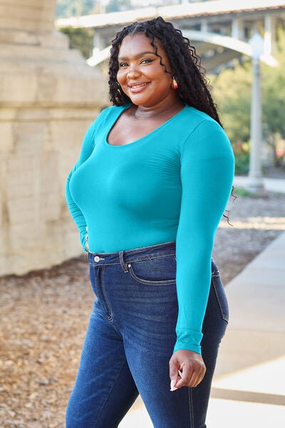 Basic Bae Full Size Round Neck Long Sleeve Bodysuit - Loulou Boutique