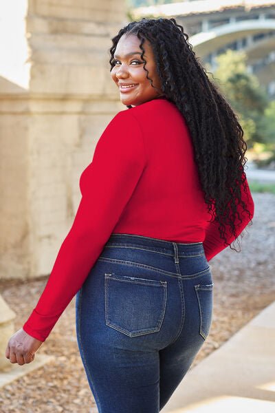 Basic Bae Full Size Round Neck Long Sleeve Bodysuit - Loulou Boutique