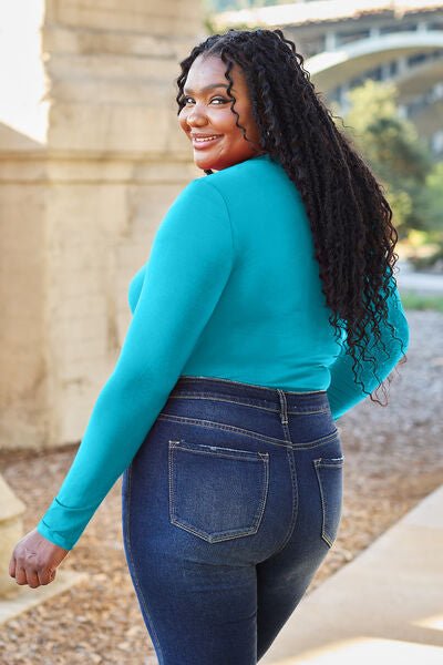 Basic Bae Full Size Round Neck Long Sleeve Bodysuit - Loulou Boutique