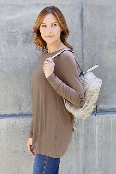 Basic Bae Full Size Round Neck Long Sleeve Top - Loulou Boutique