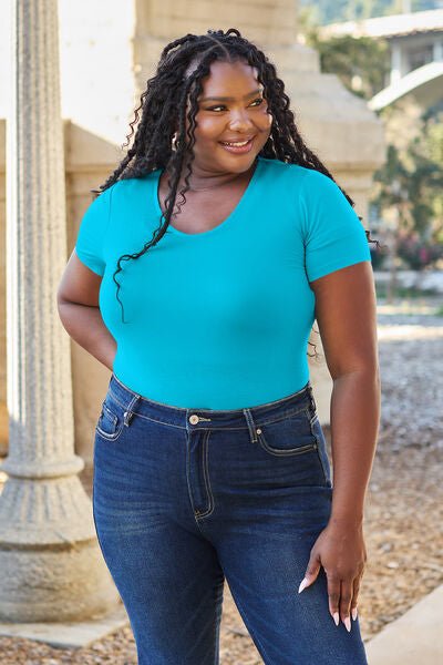 Basic Bae Full Size Round Neck Short Sleeve Bodysuit - Loulou Boutique