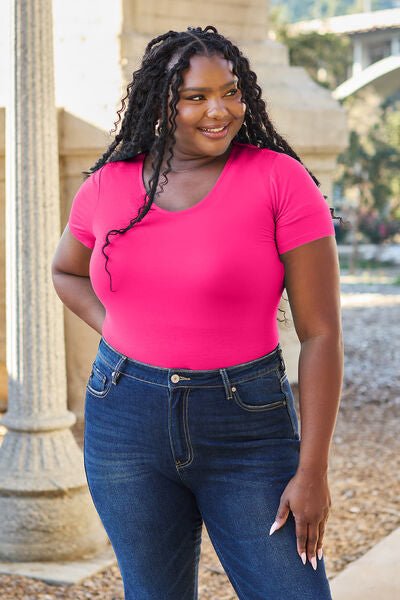 Basic Bae Full Size Round Neck Short Sleeve Bodysuit - Loulou Boutique