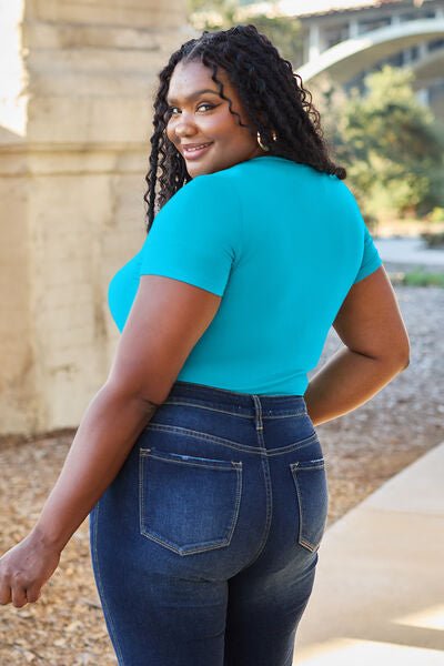 Basic Bae Full Size Round Neck Short Sleeve Bodysuit - Loulou Boutique