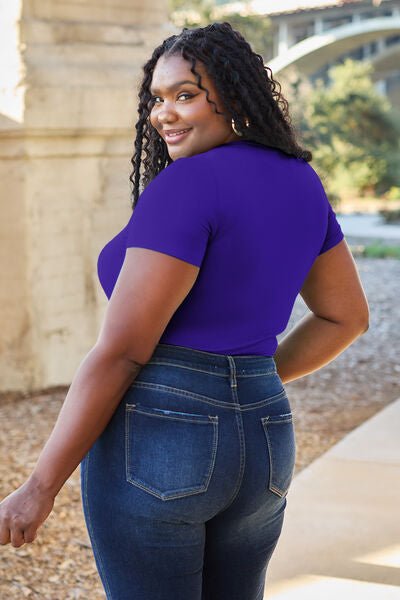 Basic Bae Full Size Round Neck Short Sleeve Bodysuit - Loulou Boutique