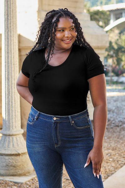 Basic Bae Full Size Round Neck Short Sleeve Bodysuit - Loulou Boutique