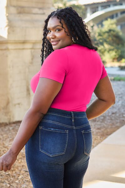 Basic Bae Full Size Round Neck Short Sleeve Bodysuit - Loulou Boutique