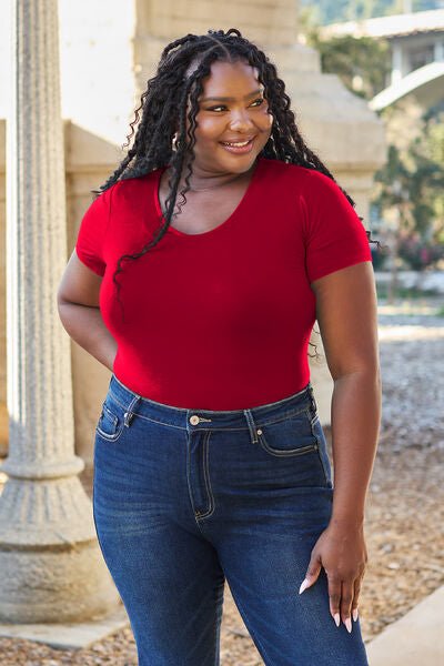 Basic Bae Full Size Round Neck Short Sleeve Bodysuit - Loulou Boutique