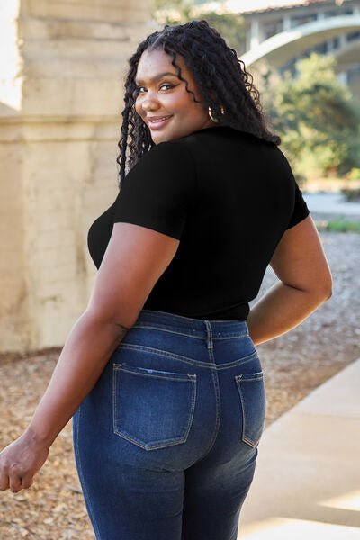 Basic Bae Full Size Round Neck Short Sleeve Bodysuit - Loulou Boutique