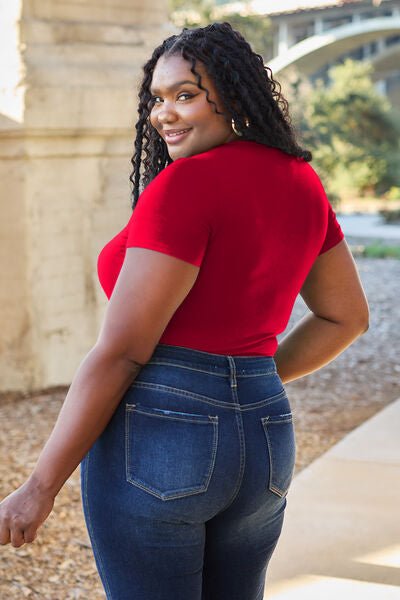 Basic Bae Full Size Round Neck Short Sleeve Bodysuit - Loulou Boutique