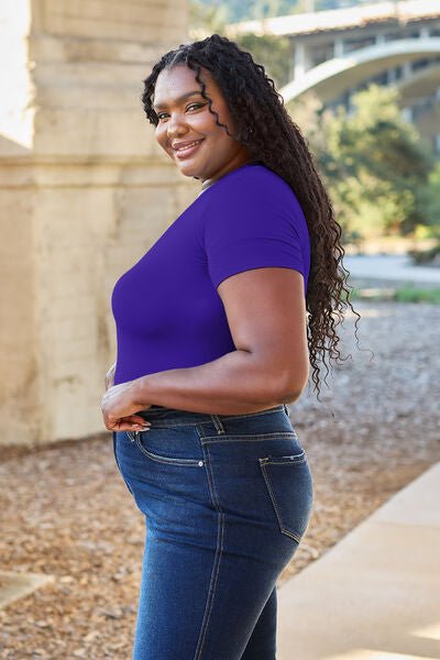 Basic Bae Full Size Round Neck Short Sleeve Bodysuit - Loulou Boutique