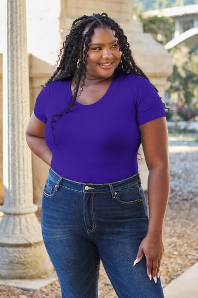 Basic Bae Full Size Round Neck Short Sleeve Bodysuit - Loulou Boutique